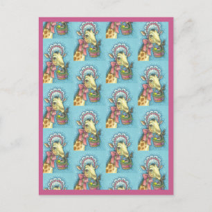 EENVOUDIGE BONNET-GIRAFFE, EGG BASKET HOLIDAY-BRIE BRIEFKAART