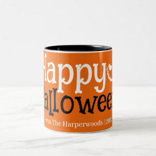 Eenvoudige Boo pompoen jack-o-lantaarn Happy Hallo Tweekleurige Koffiemok