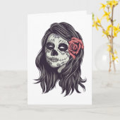 Eenvoudige Boo-tiful Dia de los Muertos Wenskaart Kaart (Gele Bloem)