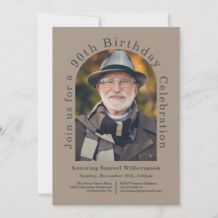 Eenvoudige boog 90ste verjaardagsfeestje met foto kaart