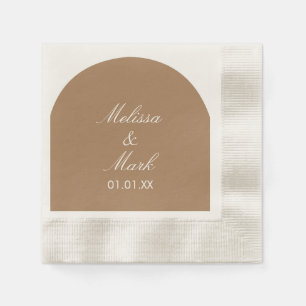 Eenvoudige boog aardetoon vorm monogram servet