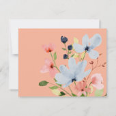 Eenvoudige boog blauw en roze bloemenbruiloft bedankkaart (Achterkant)