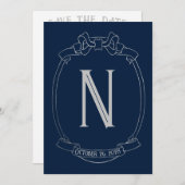 Eenvoudige boog crest monogram opslaan van de datu kaart (Voorkant / Achterkant)