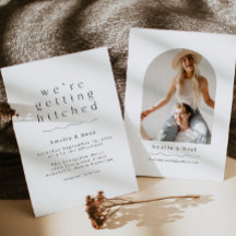 Eenvoudige boog foto Boho bruiloft uitnodiging