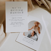 Eenvoudige boog foto Boho bruiloft uitnodiging