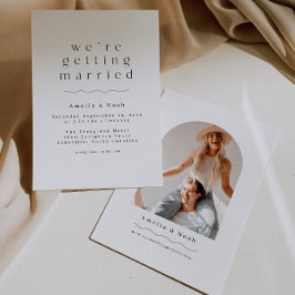 Eenvoudige boog foto Boho bruiloft uitnodiging