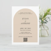 Eenvoudige boog foto QR code bruiloft Kaart (Staand voorkant)