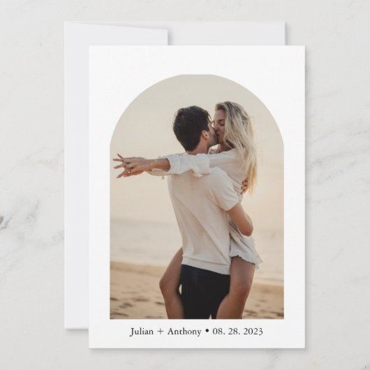 Eenvoudige boog foto QR code bruiloft Kaart (Achterkant)