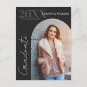 Eenvoudige boog foto zwart Afstuderen aankondiging Briefkaart (Voorkant)