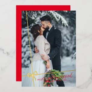 Eenvoudige Boog Gouden Folie Vrolijk & Getrouwd Ke Folie Uitnodiging