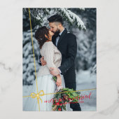 Eenvoudige Boog Gouden Folie Vrolijk & Getrouwd Ke Folie Uitnodiging (Voorkant)