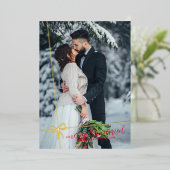 Eenvoudige Boog Gouden Folie Vrolijk & Getrouwd Ke Folie Uitnodiging (Staand Voorkant)