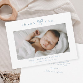 Eenvoudige Boog Jongen Foto Baby Bedankkaart