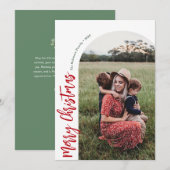 eenvoudige boog rode vrolijk kerstfeest feestdagenkaart (Voorkant / Achterkant)