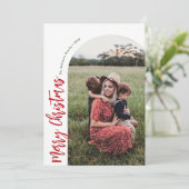 eenvoudige boog rode vrolijk kerstfeest feestdagenkaart (Staand voorkant)