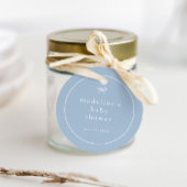 Eenvoudige boog stoffig blauw jongens baby shower bedankjes labels