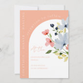 Eenvoudige boog zwart en roze bloemenbruiloft kaart (Achterkant)