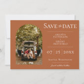 Eenvoudige boogfoto | Burnt Orange Save The Date (Voorkant)