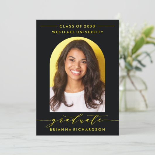 EENVOUDIGE BOOGSCRIPT AFSTUDEREN UITNODIGING (Staand voorkant)