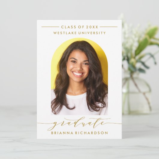 EENVOUDIGE BOOGSCRIPT AFSTUDEREN UITNODIGING (Staand voorkant)