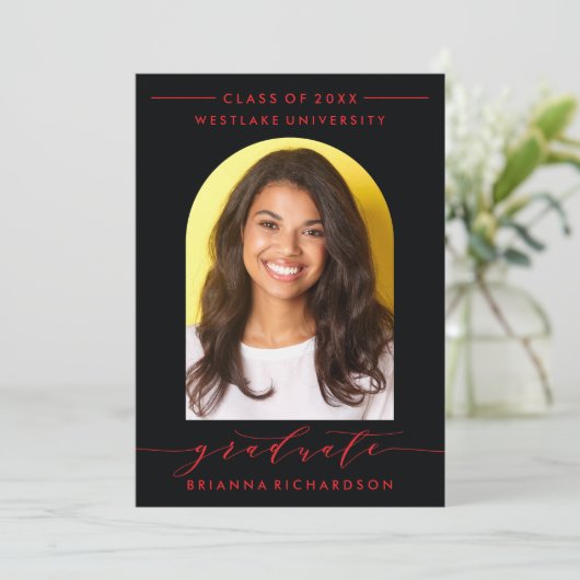 EENVOUDIGE BOOGSCRIPT AFSTUDEREN UITNODIGING (Staand voorkant)