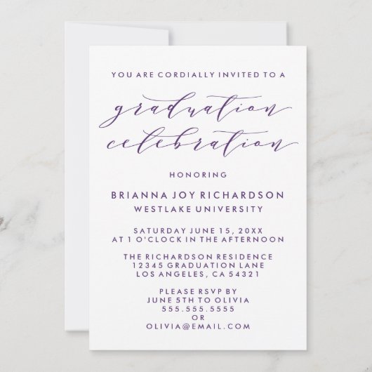 EENVOUDIGE BOOGSCRIPT AFSTUDEREN UITNODIGING (Achterkant)