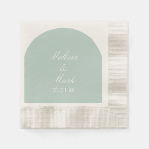 Eenvoudige boogvormige monogram met mint tint servet