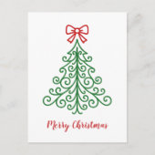 Eenvoudige boom met boog moderne kerst feestdagenkaart (Voorkant)