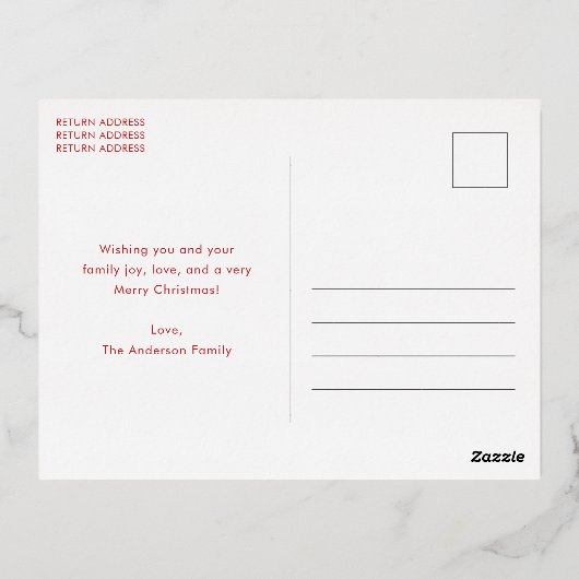 Eenvoudige boom met boog moderne kerst folie feestdagen briefkaart (Achterkant)