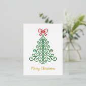 Eenvoudige boom met boog moderne kerst folie feestdagen briefkaart (Staand Voorkant)