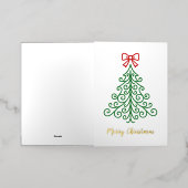 Eenvoudige boom met boog moderne kerst folie feestdagenkaart (Buiten Laag)