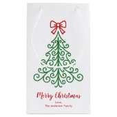 Eenvoudige boom met boog moderne kerst klein cadeauzakje (Achterkant)