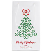 Eenvoudige boom met boog moderne kerst klein cadeauzakje (Voorkant)