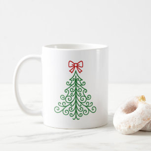 Eenvoudige boom met boog moderne kerst koffiemok