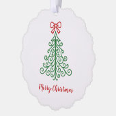 Eenvoudige boom met boog moderne kerst ornament kaart (Links)