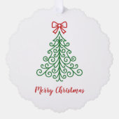 Eenvoudige boom met boog moderne kerst ornament kaart (Voorkant)