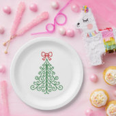 Eenvoudige boom met boog moderne kerst papieren bordje (Feest)