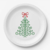 Eenvoudige boom met boog moderne kerst papieren bordje (Voorkant)