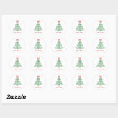 Eenvoudige boom met boog moderne kerst ronde sticker (Vel)