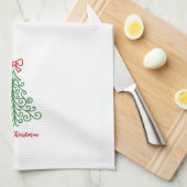 Eenvoudige boom met boog moderne kerst theedoek (Quarter Fold)