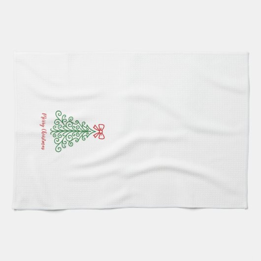 Eenvoudige boom met boog moderne kerst theedoek (Horizontaal)