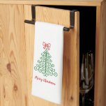 Eenvoudige boom met boog moderne kerst theedoek<br><div class="desc">Moderne kerst keukendoek met een eenvoudige en schattige doodle van een kerstboom met een boog,  samen met de bewerkbare begroeting "Merry Christmas".</div>