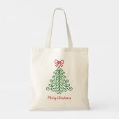 Eenvoudige boom met boog moderne kerst tote bag (Achterkant)