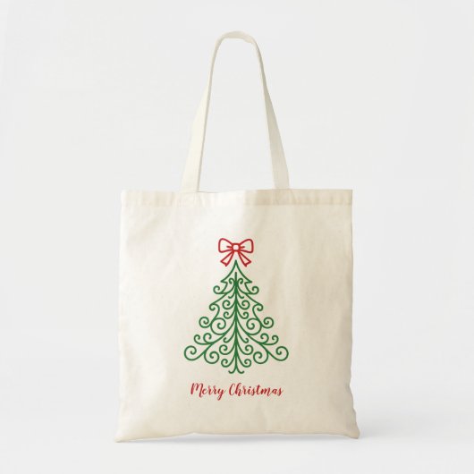 Eenvoudige boom met boog moderne kerst tote bag (Voorkant)