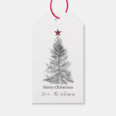 Eenvoudige boom met rode ster gepersonaliseerde ke cadeaulabel (Voorkant)