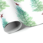 Eenvoudige boom met rode ster Kerstmis Cadeaupapier (Rol Hoek)