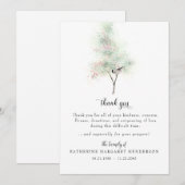 Eenvoudige boom & vogel begrafenis dank u bedankkaart (Voorkant / Achterkant)