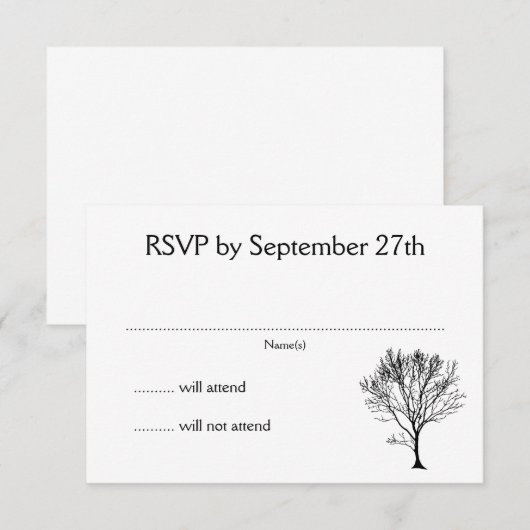 Eenvoudige boomuitnodiging RSVP Witte Kaarten (Voorkant / Achterkant)