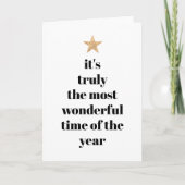 Eenvoudige boomvorm zwart & wit gouden ster citaat feestdagen kaart (Voorkant)