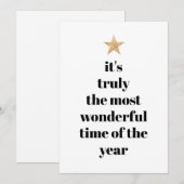 Eenvoudige boomvorm zwart & wit gouden ster citaat feestdagenkaart (Voorkant / Achterkant)